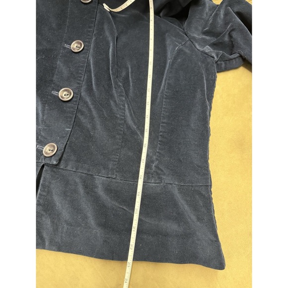 Vintage Talbots Blue Equestrian Velvet Flare Waist Short Button Jacket. Sz 14 - Picture 12 of 12